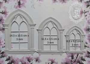 Tuotekuva 3 valkoista kaari-ikkunaa.