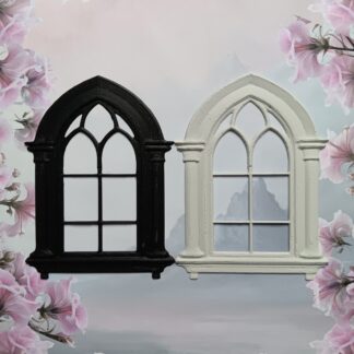 Tuoteukuva musta ja luunharmaa kaari-ikkuna